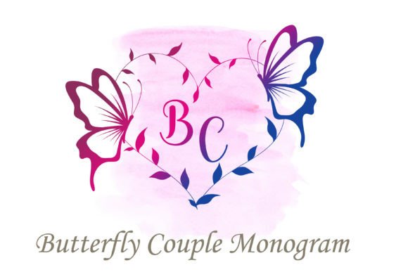 Elegant Typography with Butterfly Couple Monogram